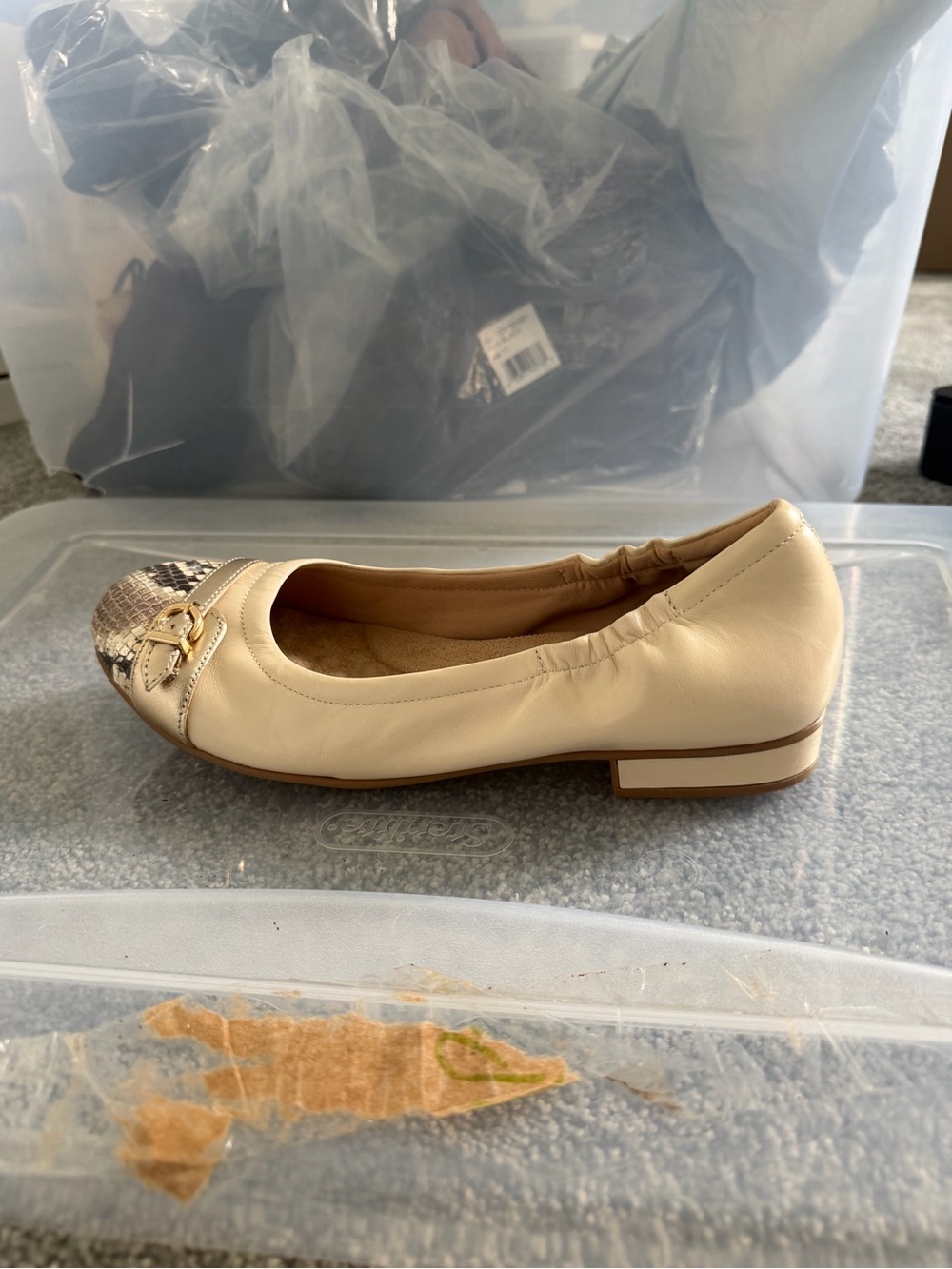 Walking Cradles Women’s Slip On Detail toe Ballet Flat Shoes Taupe Leather 9.5 W